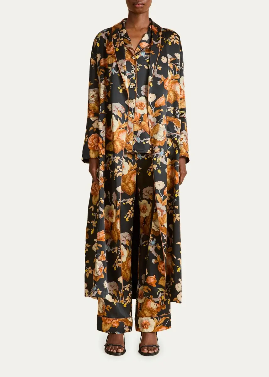 Olivia von Halle Lila Floral-Print Silk Pajama Set | Thumbnail 2 Olivia von Halle Lila Floral-Print Silk Pajama Set | Thumbnail 2