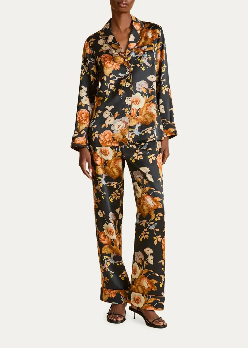 Olivia von Halle Lila Floral-Print Silk Pajama Set | Thumbnail 4 Olivia von Halle Lila Floral-Print Silk Pajama Set | Thumbnail 4