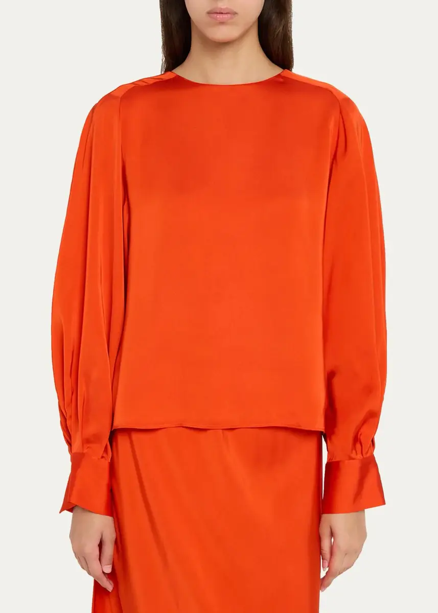 Vince Satin Tie-Neck Raglan Top | Thumbnail 4