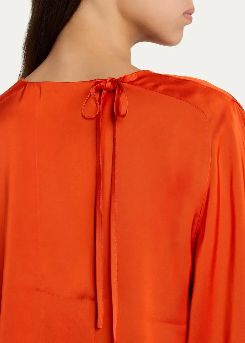 Vince Satin Tie-Neck Raglan Top | Thumbnail 5