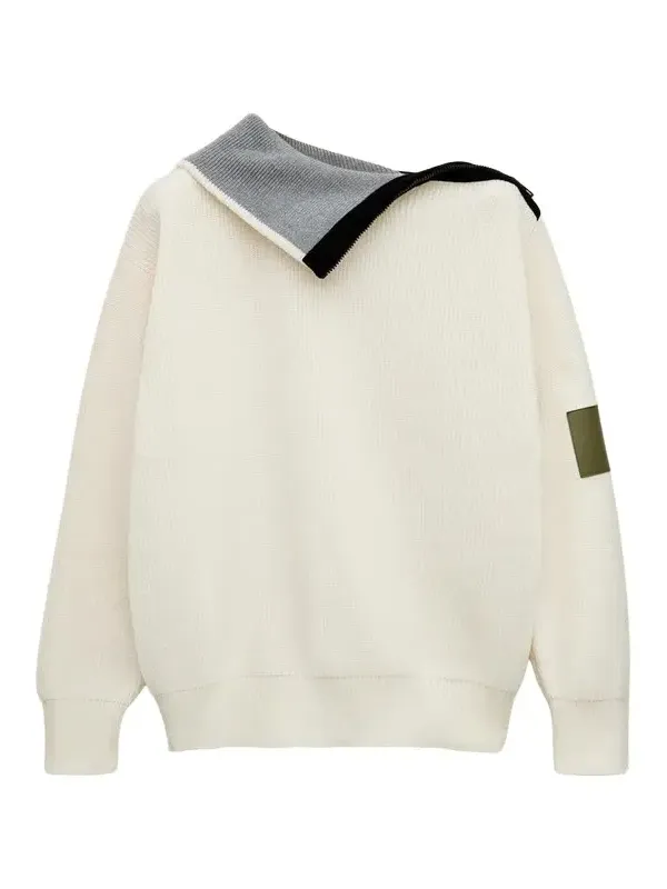 Cotton Zip-Front Sweater