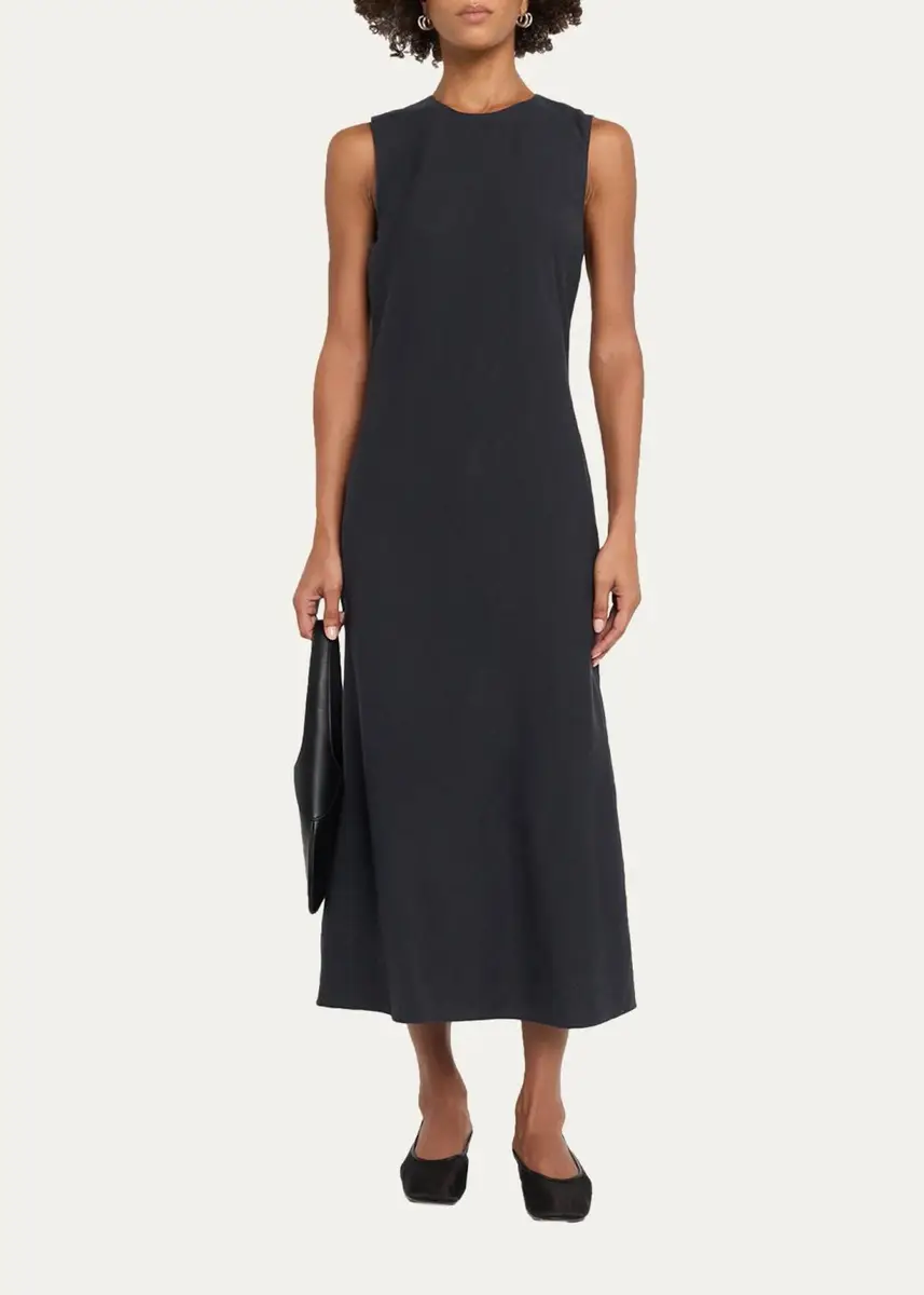 Vince Sleeveless Bias-Cut Linen-Blend Dress | Thumbnail 2 Vince Sleeveless Bias-Cut Linen-Blend Dress | Thumbnail 2