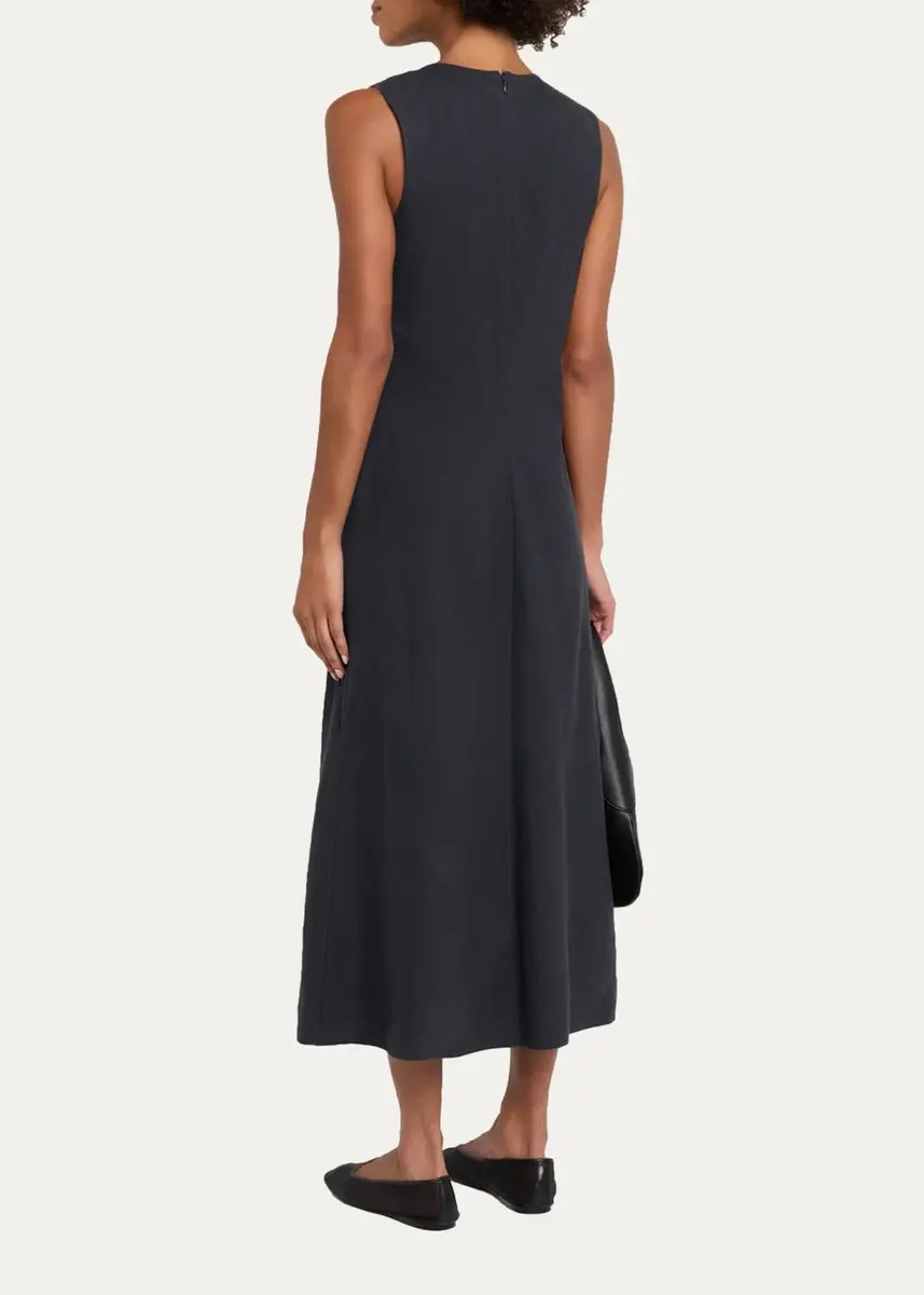 Vince Sleeveless Bias-Cut Linen-Blend Dress | Thumbnail 3 Vince Sleeveless Bias-Cut Linen-Blend Dress | Thumbnail 3