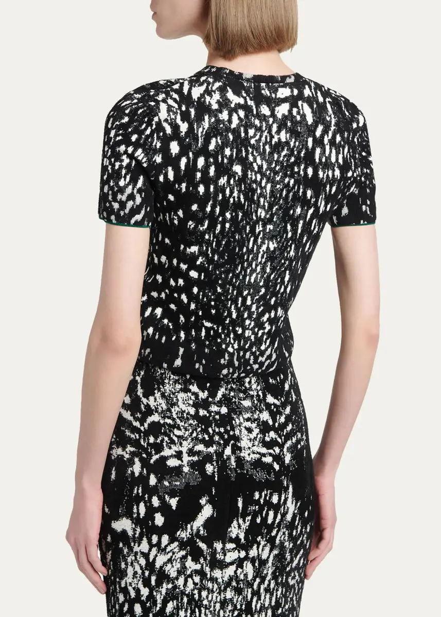 TOM FORD Boutique Lynx Jacquard Compact Velvet Viscose Short-Sleeve T-Shirt | Thumbnail 3 TOM FORD Boutique Lynx Jacquard Compact Velvet Viscose Short-Sleeve T-Shirt | Thumbnail 3