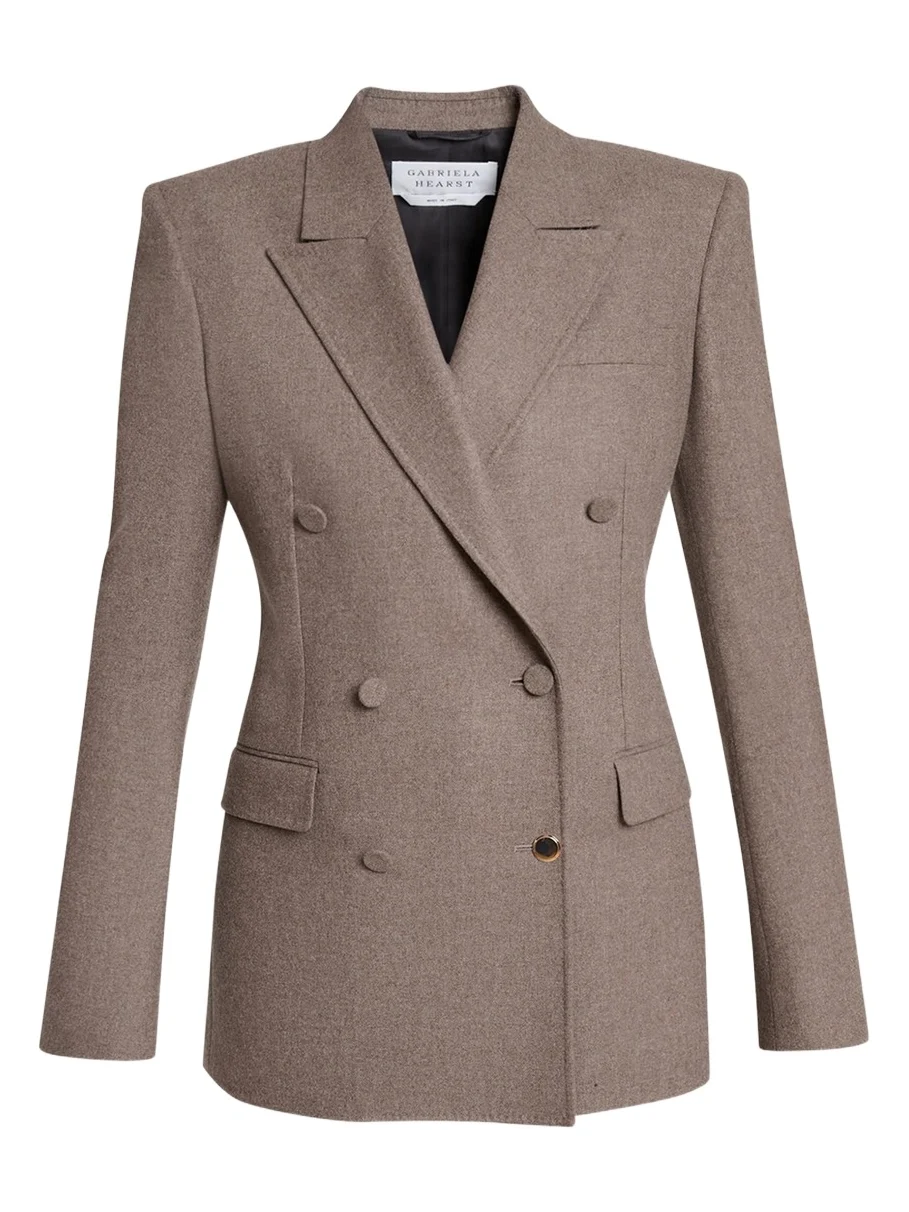 Gavin Wool-Cashmere Flannel Double-Breasted Blazer Jacket Gavin Wool-Cashmere Flannel Double-Breasted Blazer Jacket