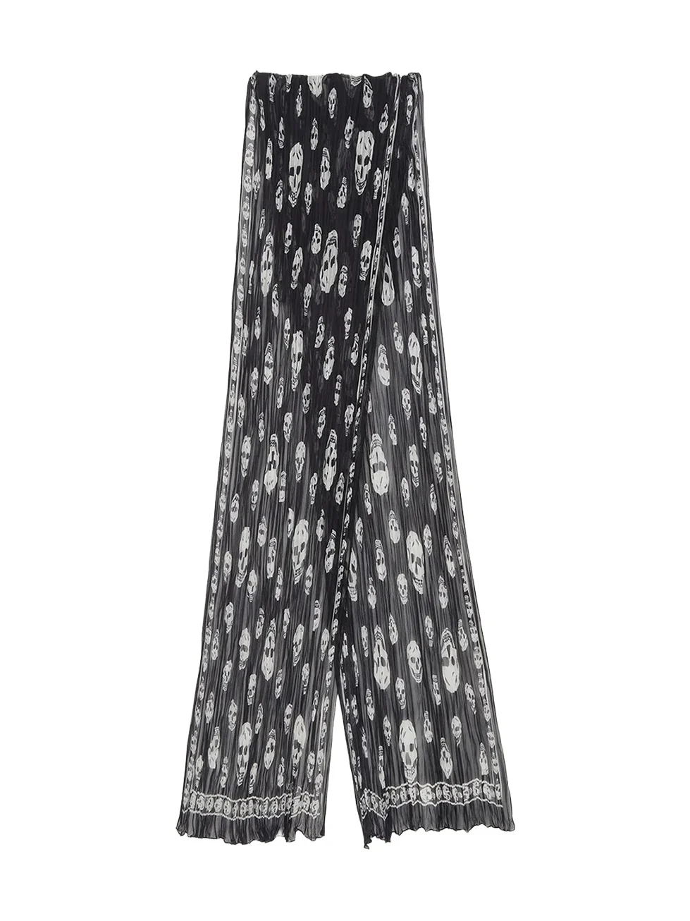 Skull Pleated Silk Georgette Scarf Skull Pleated Silk Georgette Scarf