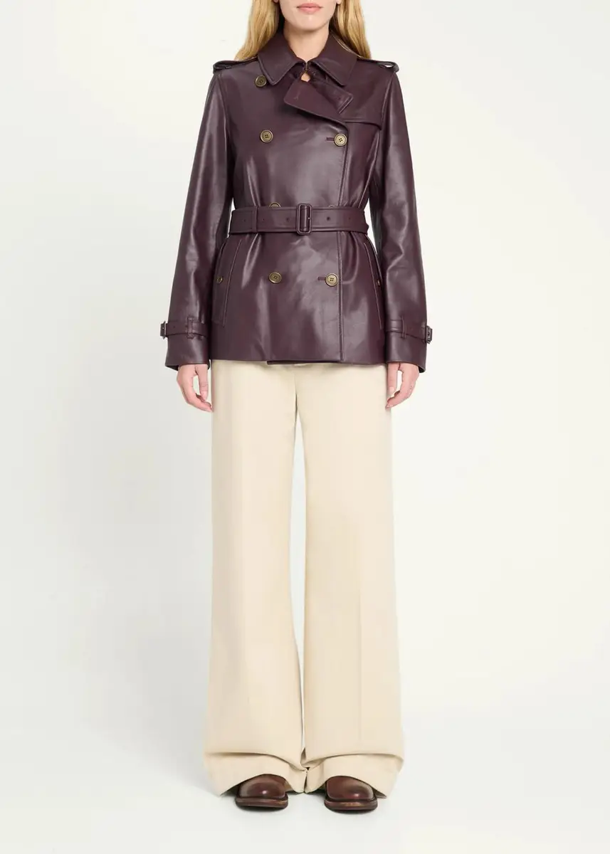 Burberry Kensington Leather Belted Short Trench Jacket | Thumbnail 2