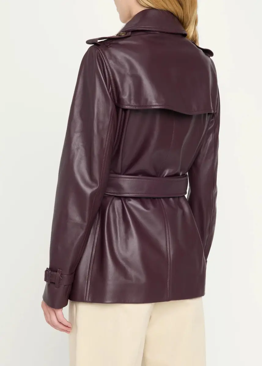 Burberry Kensington Leather Belted Short Trench Jacket | Thumbnail 3