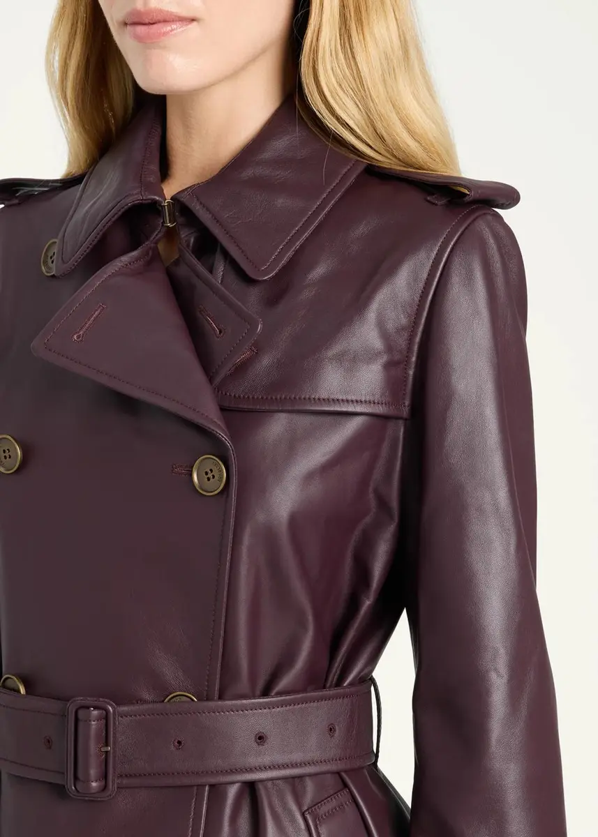 Burberry Kensington Leather Belted Short Trench Jacket | Thumbnail 5