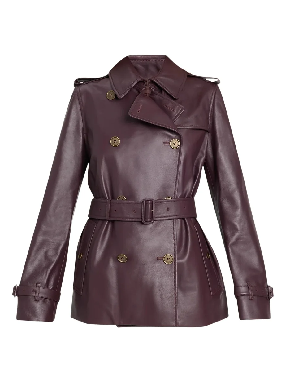Burberry Kensington Leather Belted Short Trench Jacket
