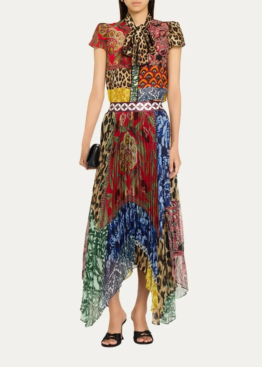 Alice + Olivia Katz Pleated Handkerchief Midi Skirt | Thumbnail 2