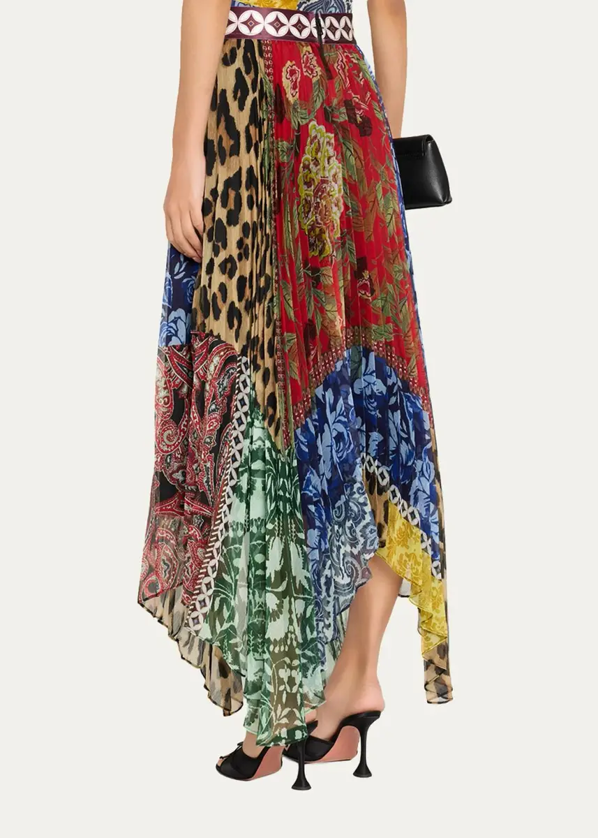 Alice + Olivia Katz Pleated Handkerchief Midi Skirt | Thumbnail 3