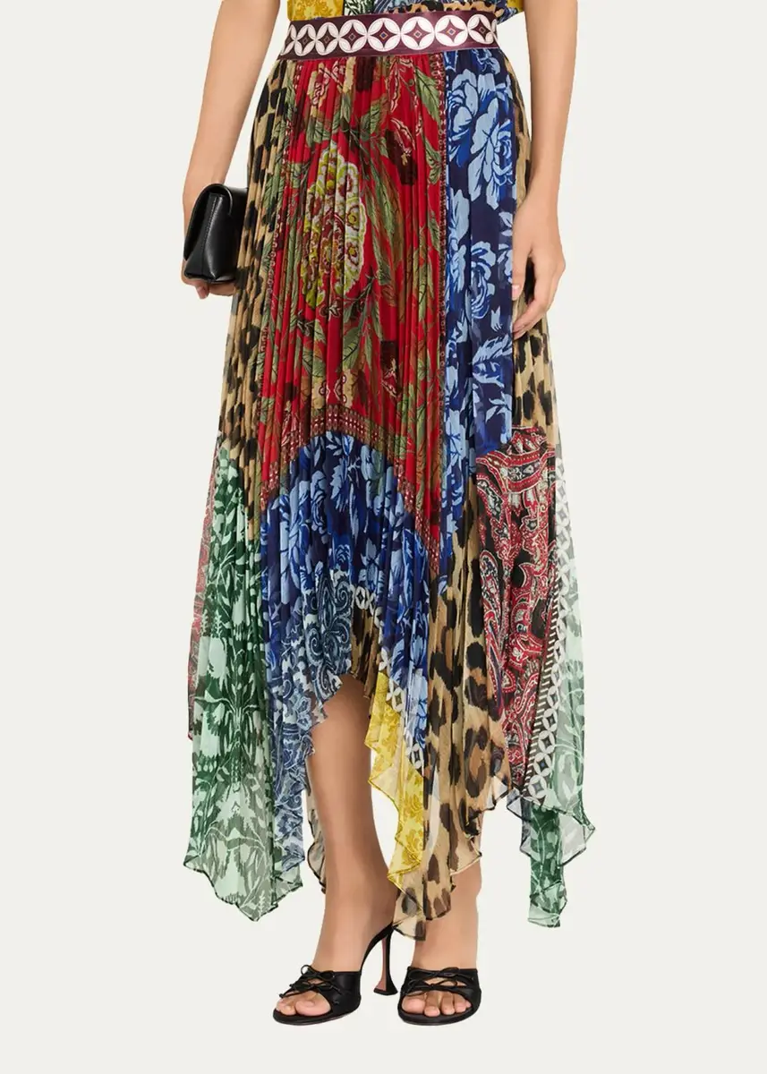 Alice + Olivia Katz Pleated Handkerchief Midi Skirt | Thumbnail 4