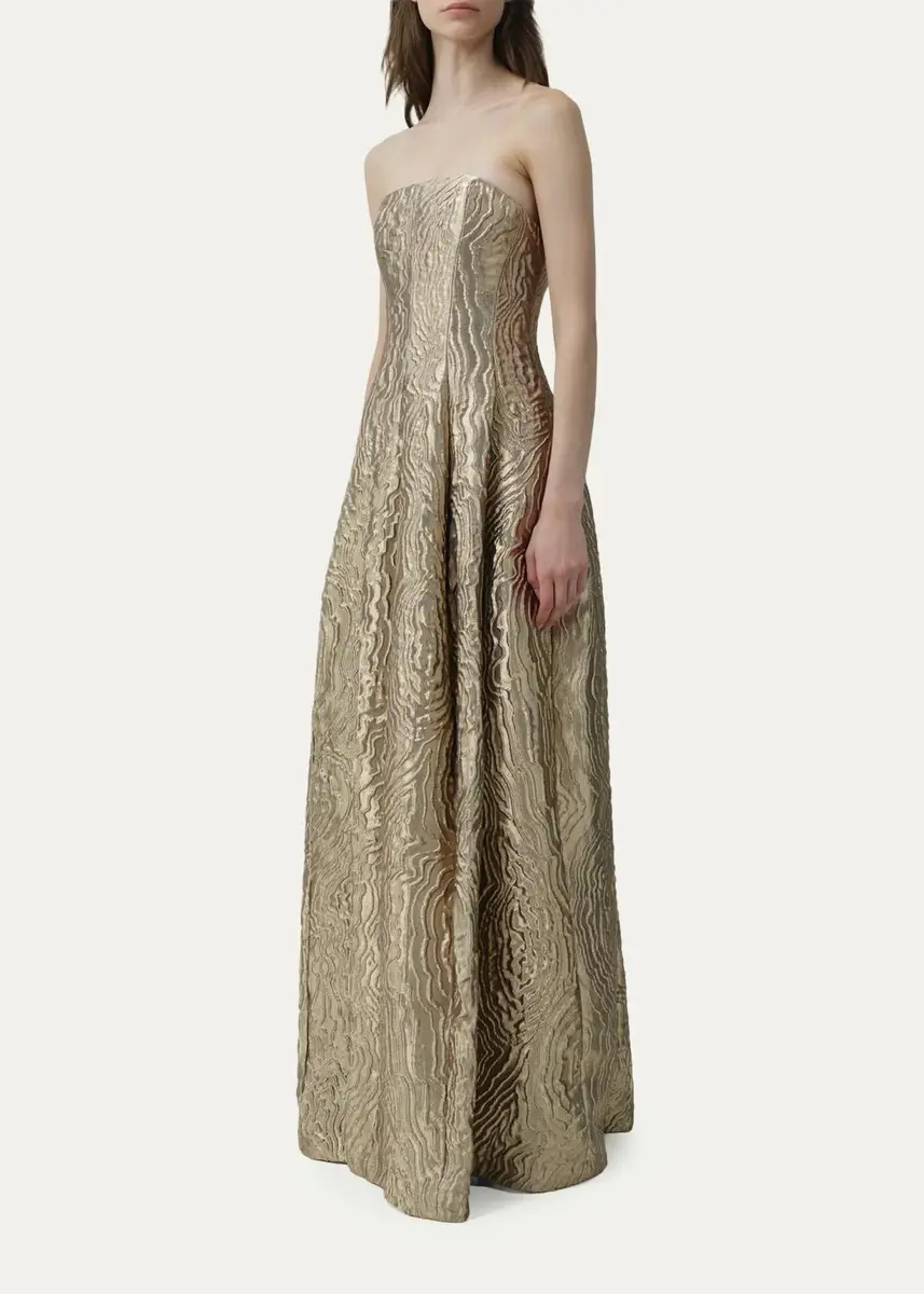 Simkhai Celeste Strapless Metallic Jacquard Gown | Thumbnail 2 Simkhai Celeste Strapless Metallic Jacquard Gown | Thumbnail 2