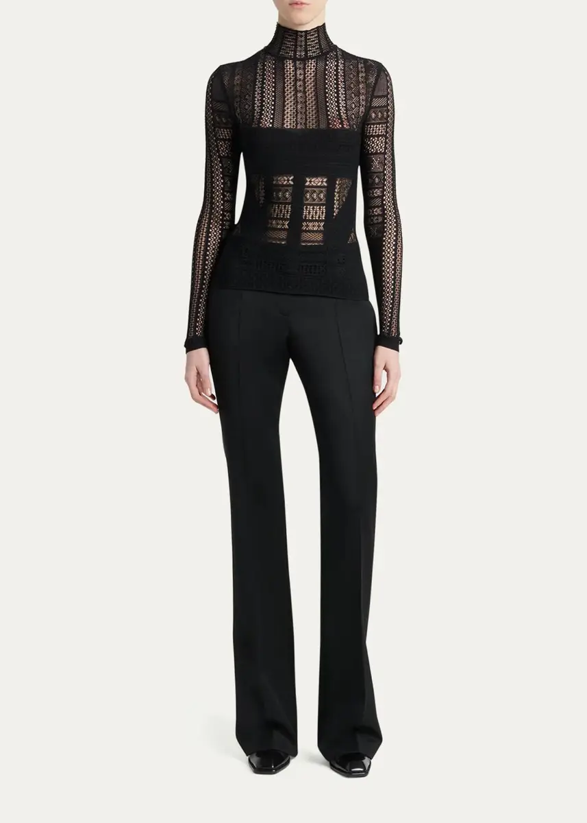 Alexander McQueen Mixed Lace Long-Sleeve Turtleneck Top | Thumbnail 2 Alexander McQueen Mixed Lace Long-Sleeve Turtleneck Top | Thumbnail 2