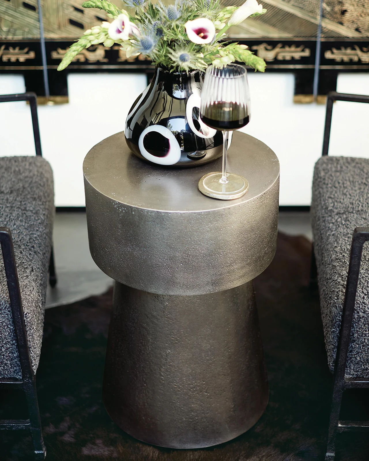 Bernhardt Linea Round Metal Chair-Side Table