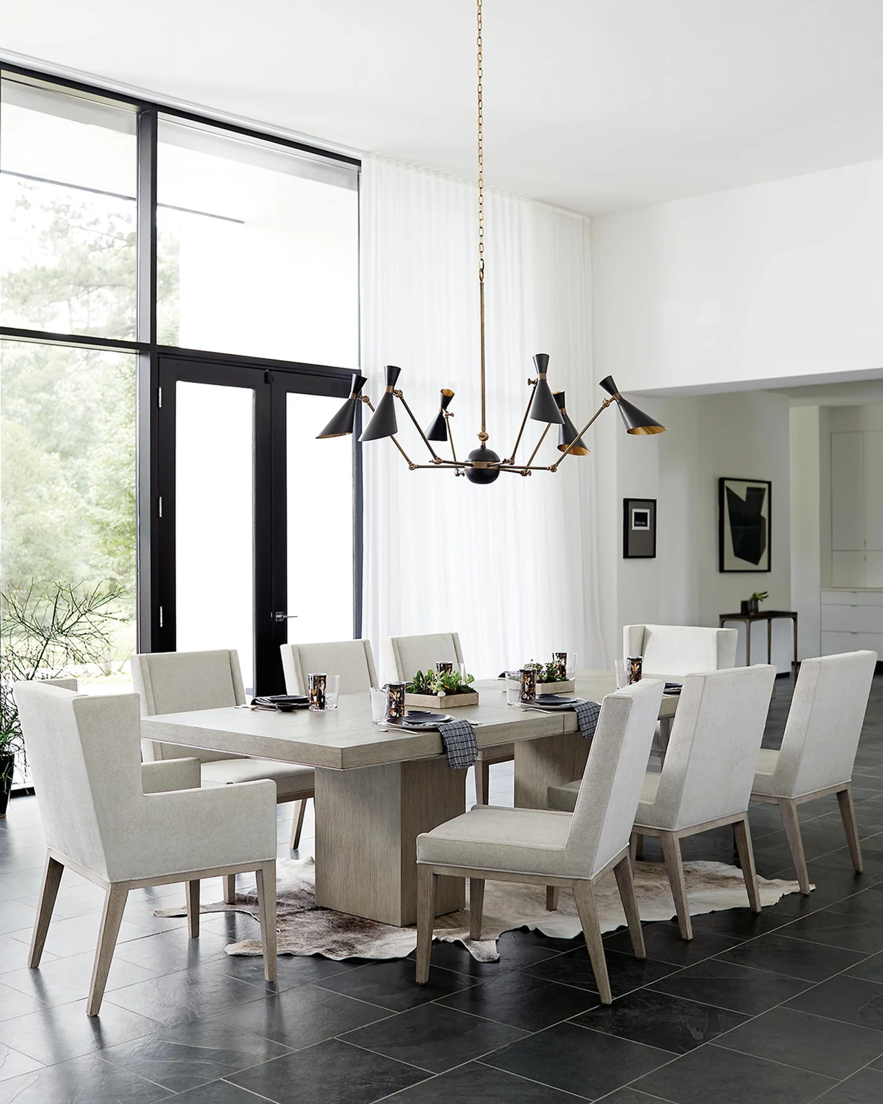 Bernhardt Linea Upholstered Dining Arm Chair