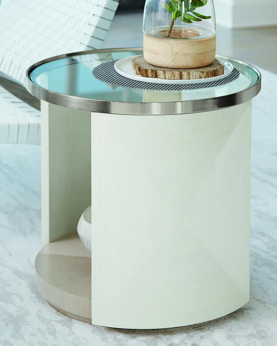 Bernhardt Axiom Glass-Top Oval Side Table | Thumbnail 3