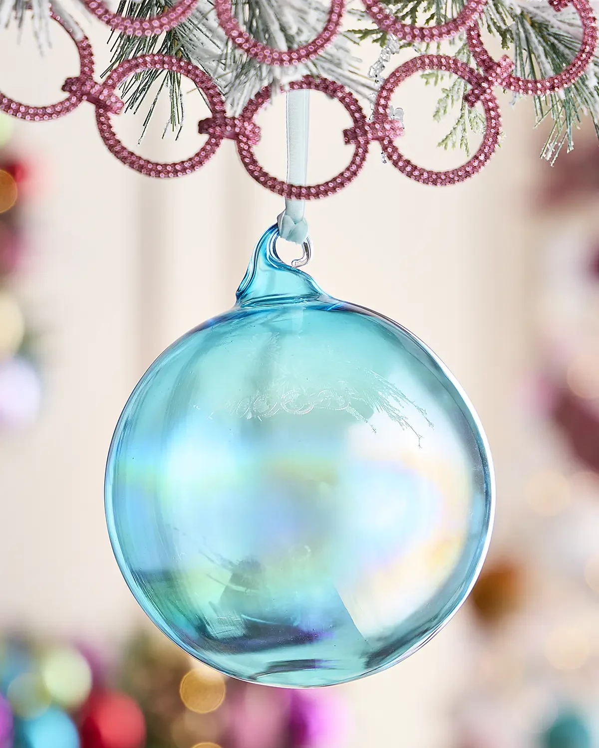 Jim Marvin Sky Blue Bottle Glass Christmas Ornament