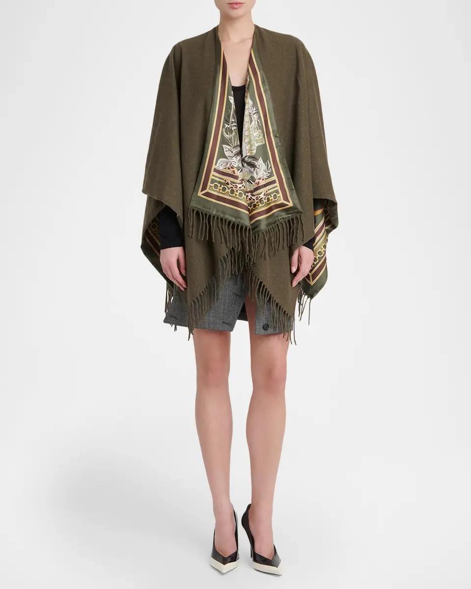 Ferragamo Leopard Cashmere and Silk Reversible Cape | Thumbnail 4 Ferragamo Leopard Cashmere and Silk Reversible Cape | Thumbnail 4