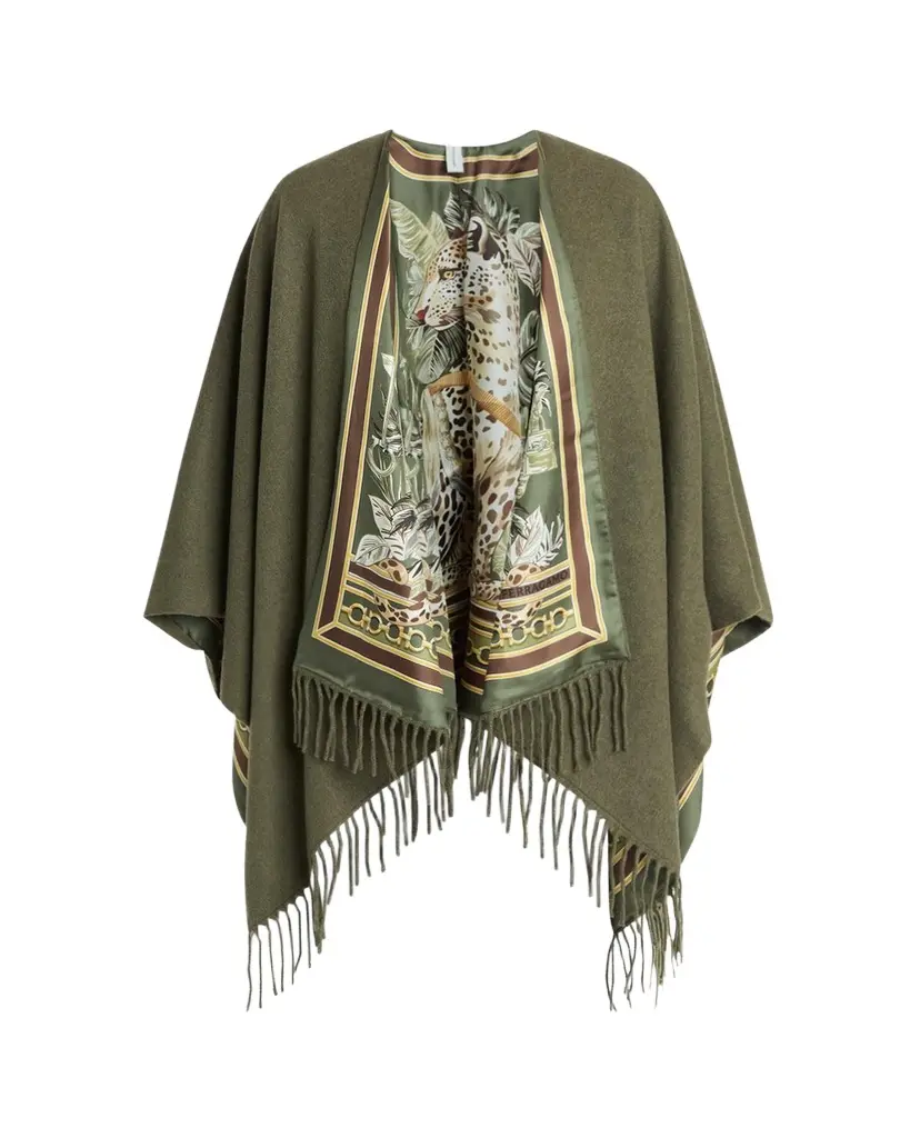 Ferragamo Leopard Cashmere and Silk Reversible Cape | Image 1 Ferragamo Leopard Cashmere and Silk Reversible Cape | Image 1