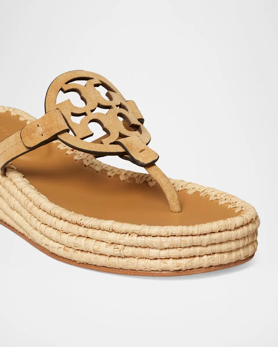 Tory Burch Miller Raffia Suede Wedge Sandals | Thumbnail 2 Tory Burch Miller Raffia Suede Wedge Sandals | Thumbnail 2
