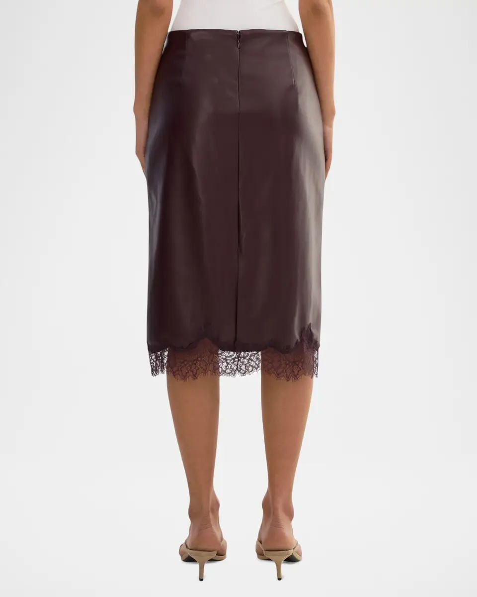LAMARQUE Sonja Faux Leather Lace-Trimmed Midi Skirt | Thumbnail 2 LAMARQUE Sonja Faux Leather Lace-Trimmed Midi Skirt | Thumbnail 2