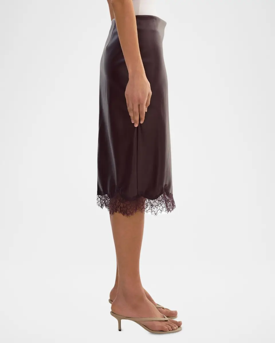 LAMARQUE Sonja Faux Leather Lace-Trimmed Midi Skirt | Thumbnail 4 LAMARQUE Sonja Faux Leather Lace-Trimmed Midi Skirt | Thumbnail 4