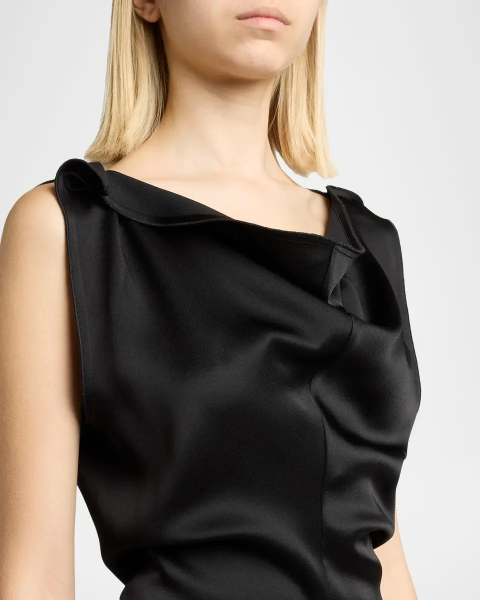 Victoria Beckham Asymmetric Draped Sleeveless Satin Midi Dress | Thumbnail 5 Victoria Beckham Asymmetric Draped Sleeveless Satin Midi Dress | Thumbnail 5