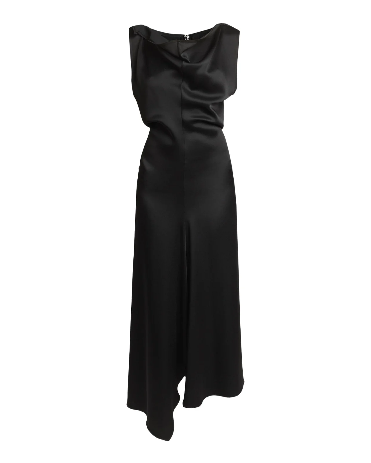 Victoria Beckham Asymmetric Draped Sleeveless Satin Midi Dress