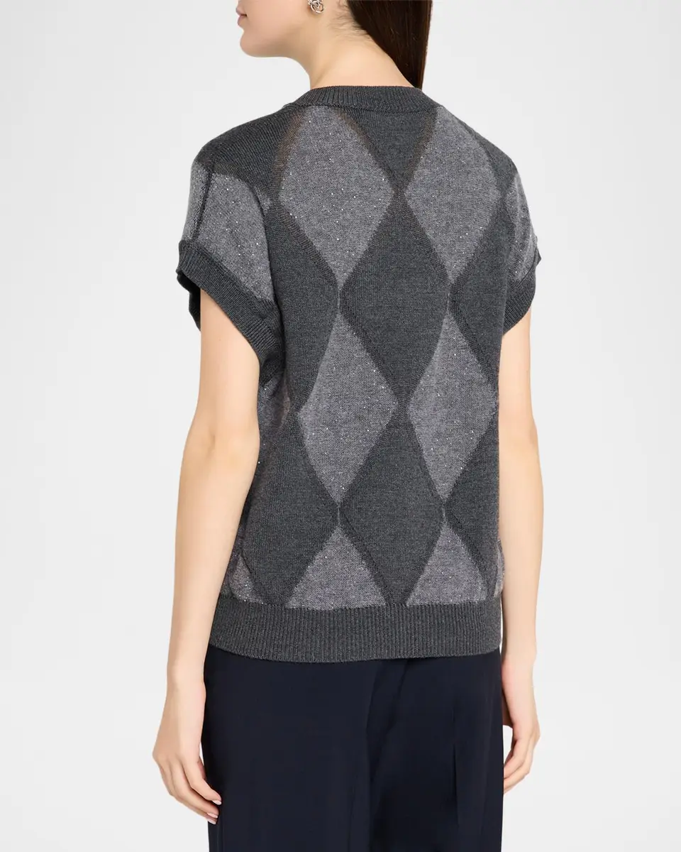 PESERICO Sequin Argyle Knit Sweater | Thumbnail 3