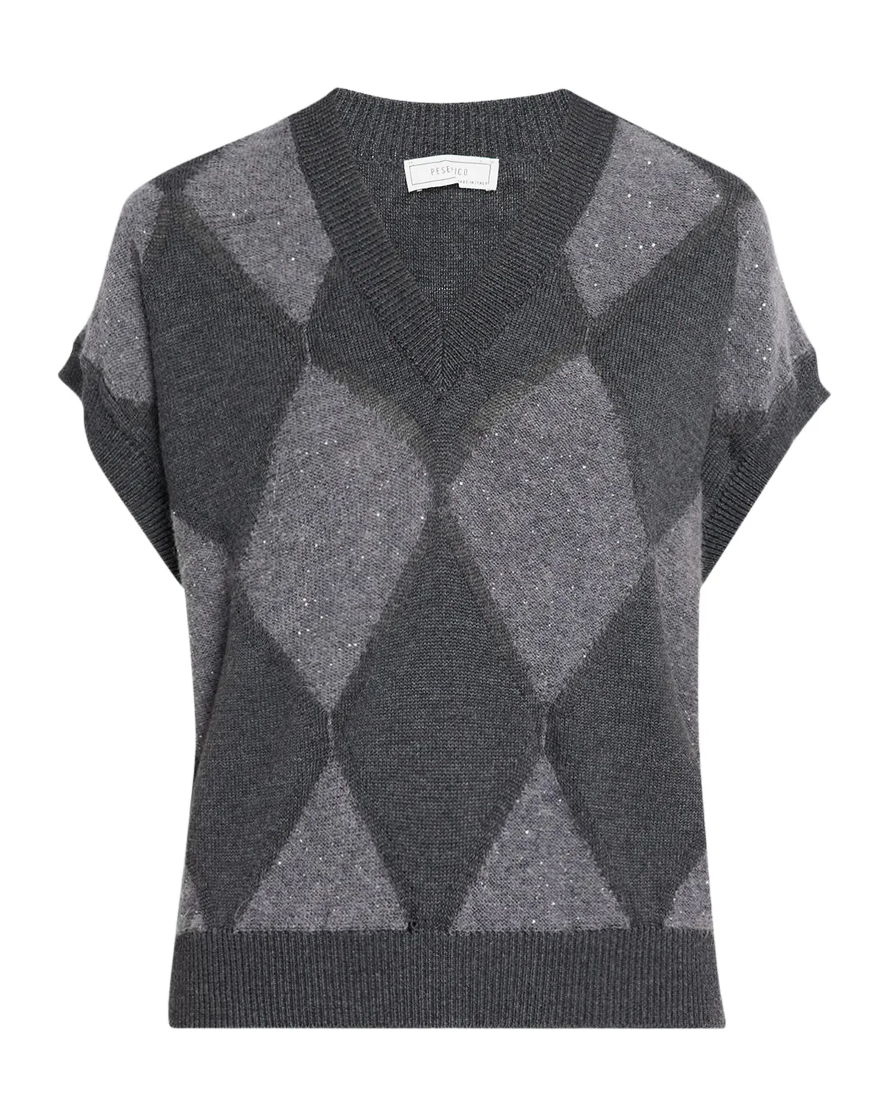 Sequin Argyle Knit Sweater