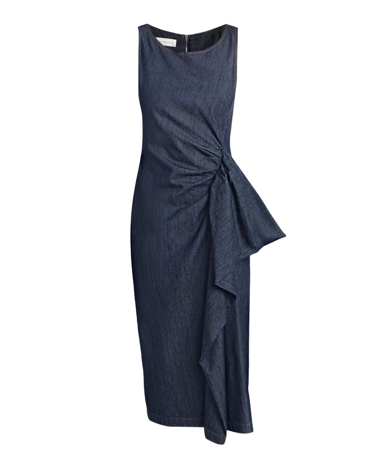 Dropps Denim Ruffle Sleeveless Midi Dress Dropps Denim Ruffle Sleeveless Midi Dress