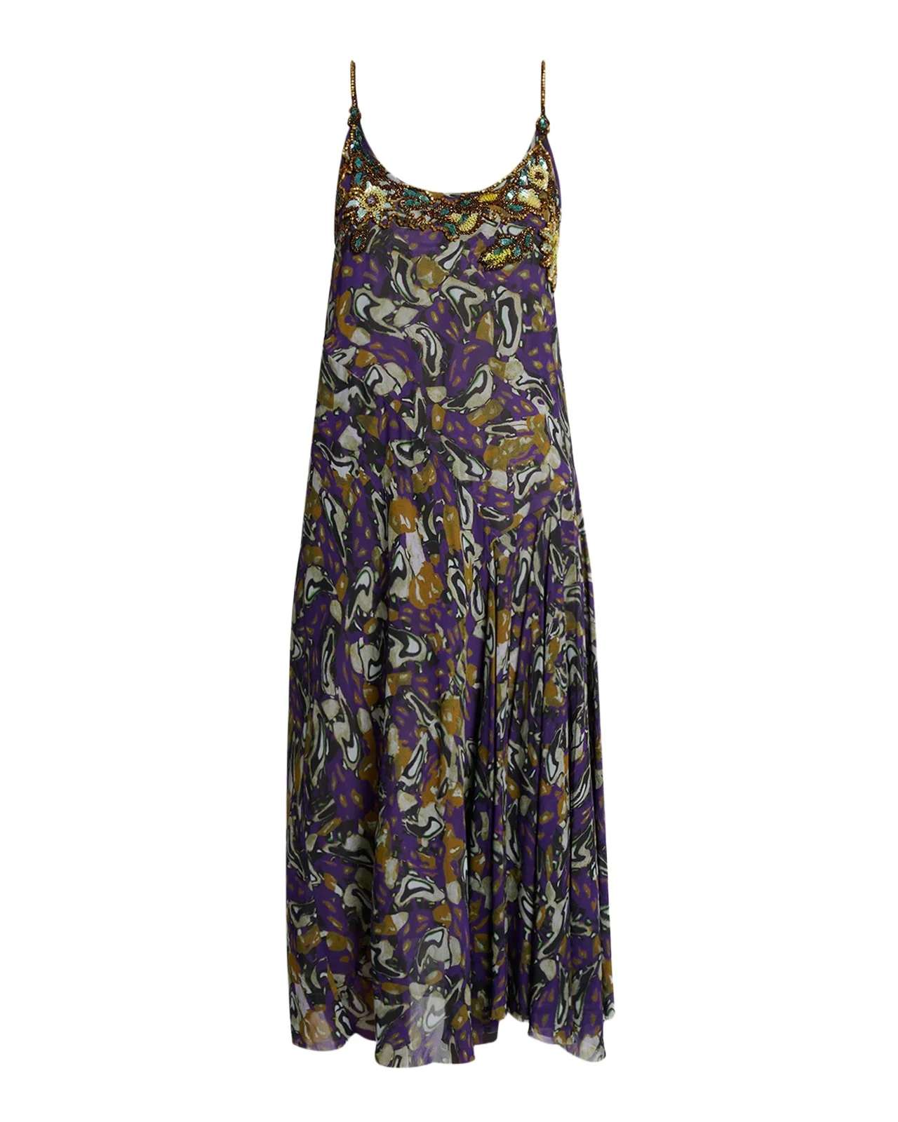 Dibelle Embellished Paneled Midi Slip Dress