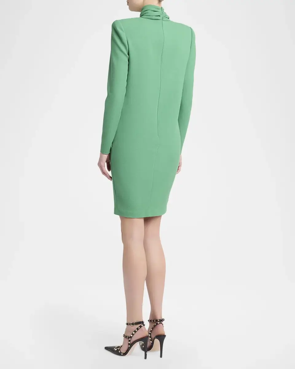 Valentino Garavani Twisted Mock-Neck Strong-Shoulder Mini Dress | Thumbnail 3 Valentino Garavani Twisted Mock-Neck Strong-Shoulder Mini Dress | Thumbnail 3