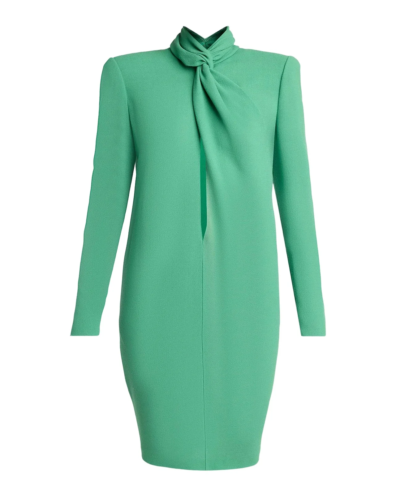 Valentino Garavani Twisted Mock-Neck Strong-Shoulder Mini Dress