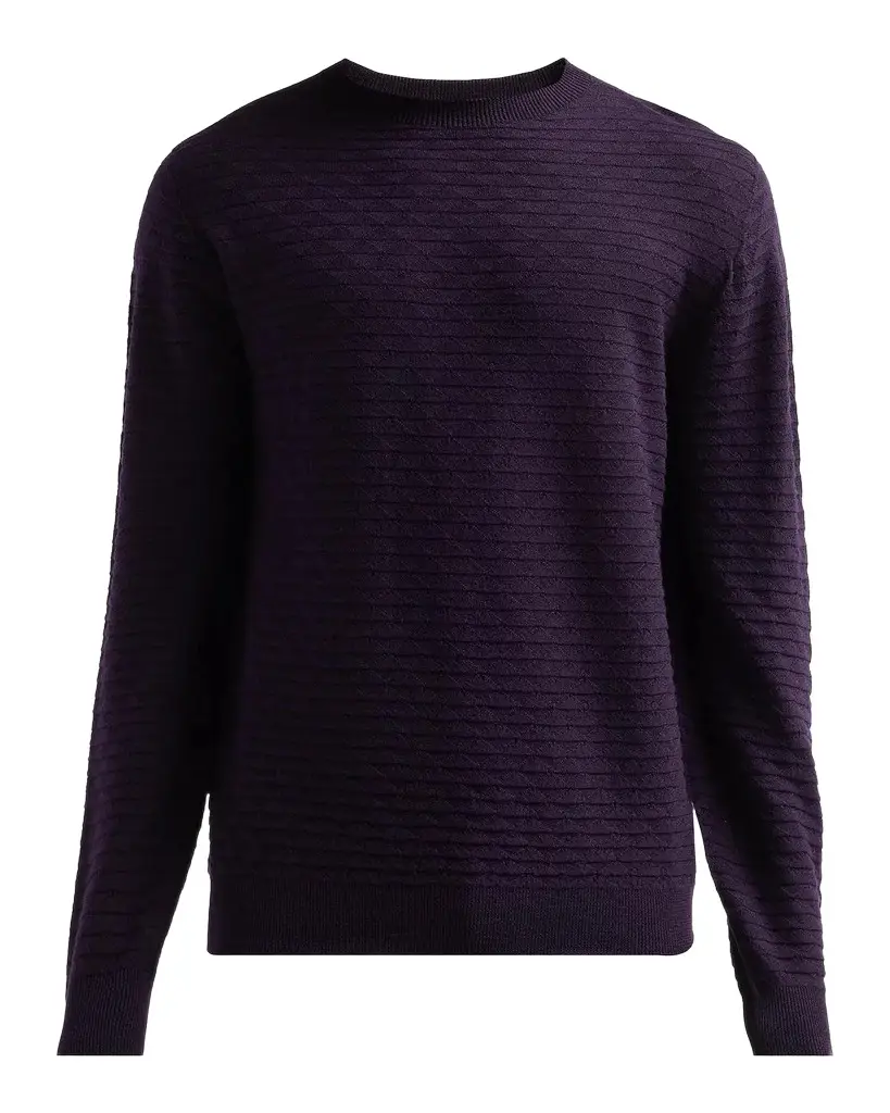 Giorgio Armani Geometric Textured Virgin Wool Crewneck Sweater | Image 1 Giorgio Armani Geometric Textured Virgin Wool Crewneck Sweater | Image 1