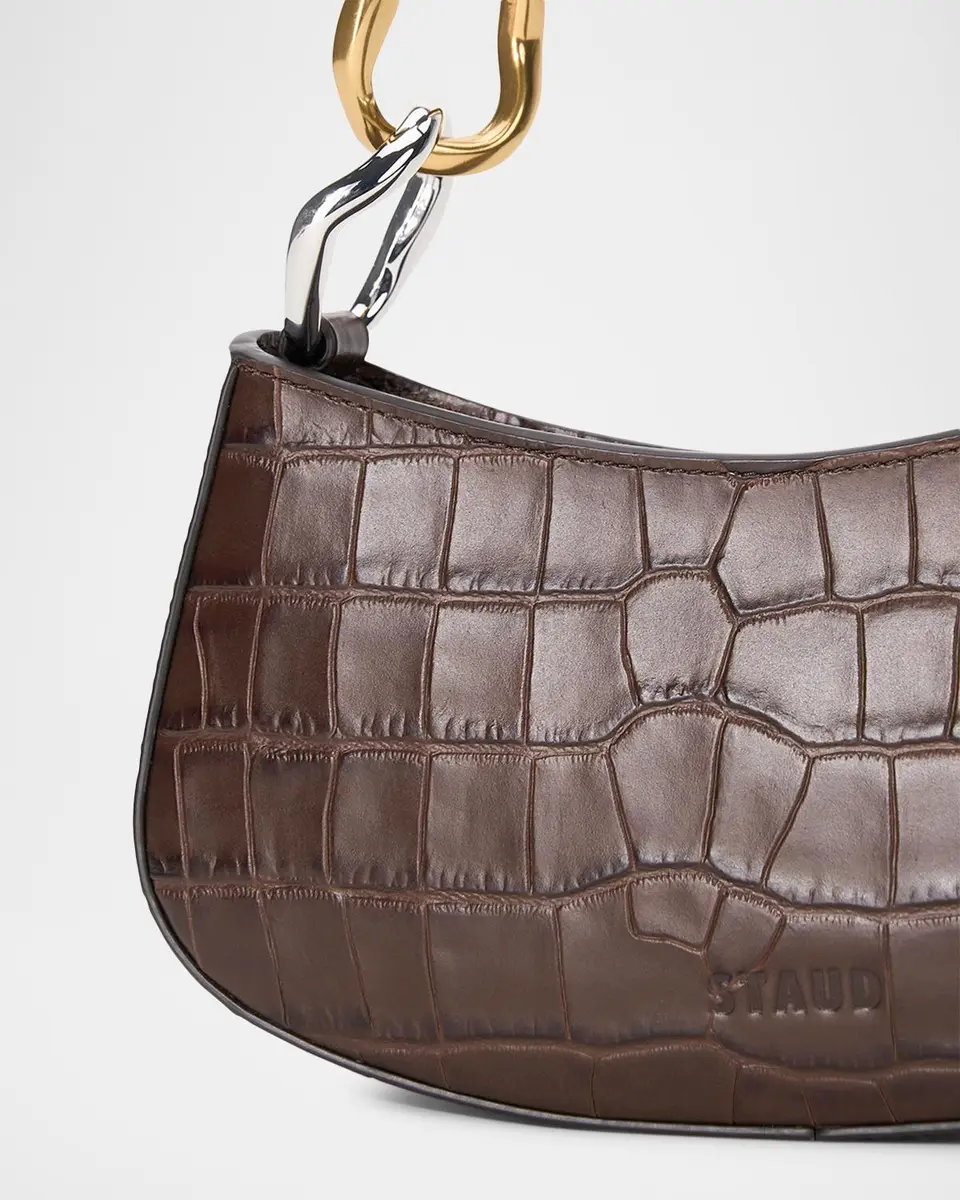 Staud Ollie Croc-Embossed Leather Shoulder Bag | Thumbnail 4