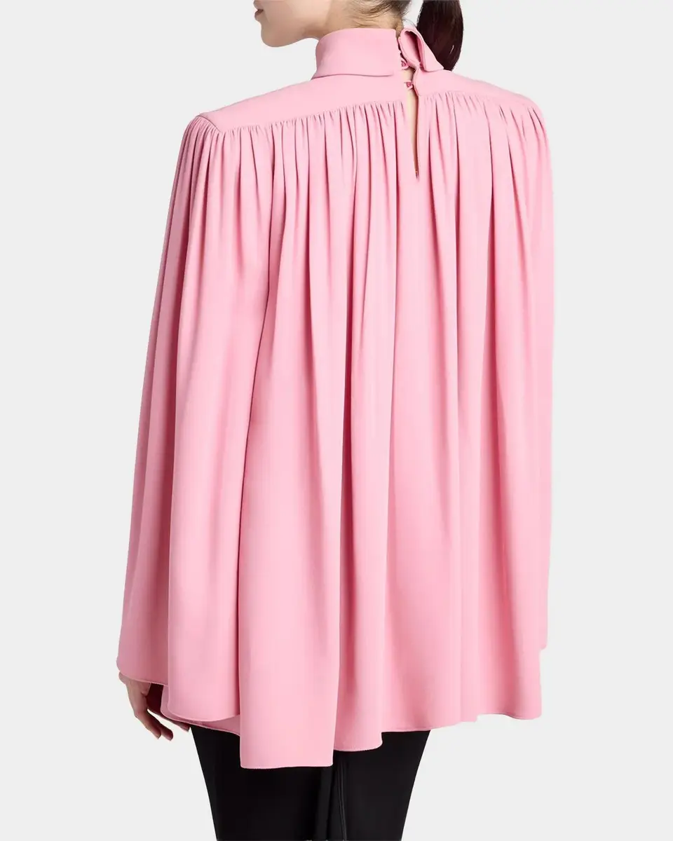 Valentino Garavani Turtleneck Gathered Silk Long-Sleeve Top | Thumbnail 3