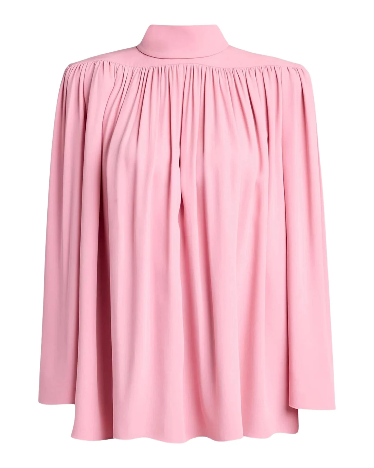 Turtleneck Gathered Silk Long-Sleeve Top Turtleneck Gathered Silk Long-Sleeve Top