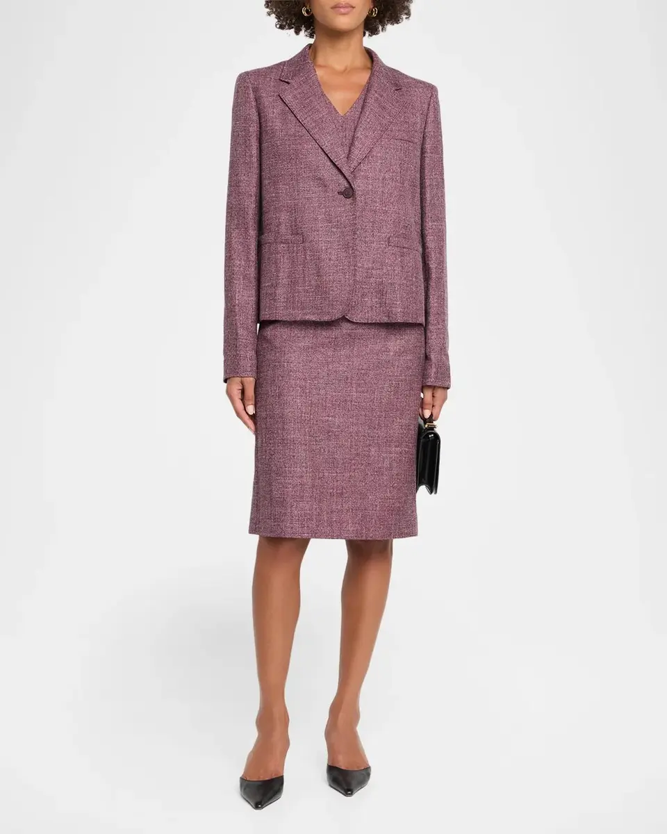 Lafayette 148 New York Cropped Wool Mouline Boyfriend Blazer | Thumbnail 2 Lafayette 148 New York Cropped Wool Mouline Boyfriend Blazer | Thumbnail 2