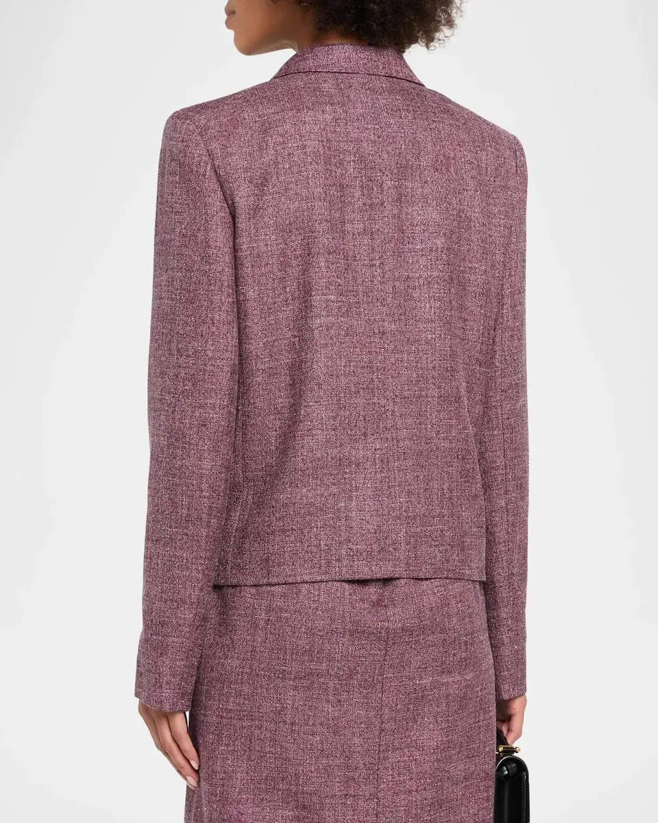 Lafayette 148 New York Cropped Wool Mouline Boyfriend Blazer | Thumbnail 3 Lafayette 148 New York Cropped Wool Mouline Boyfriend Blazer | Thumbnail 3