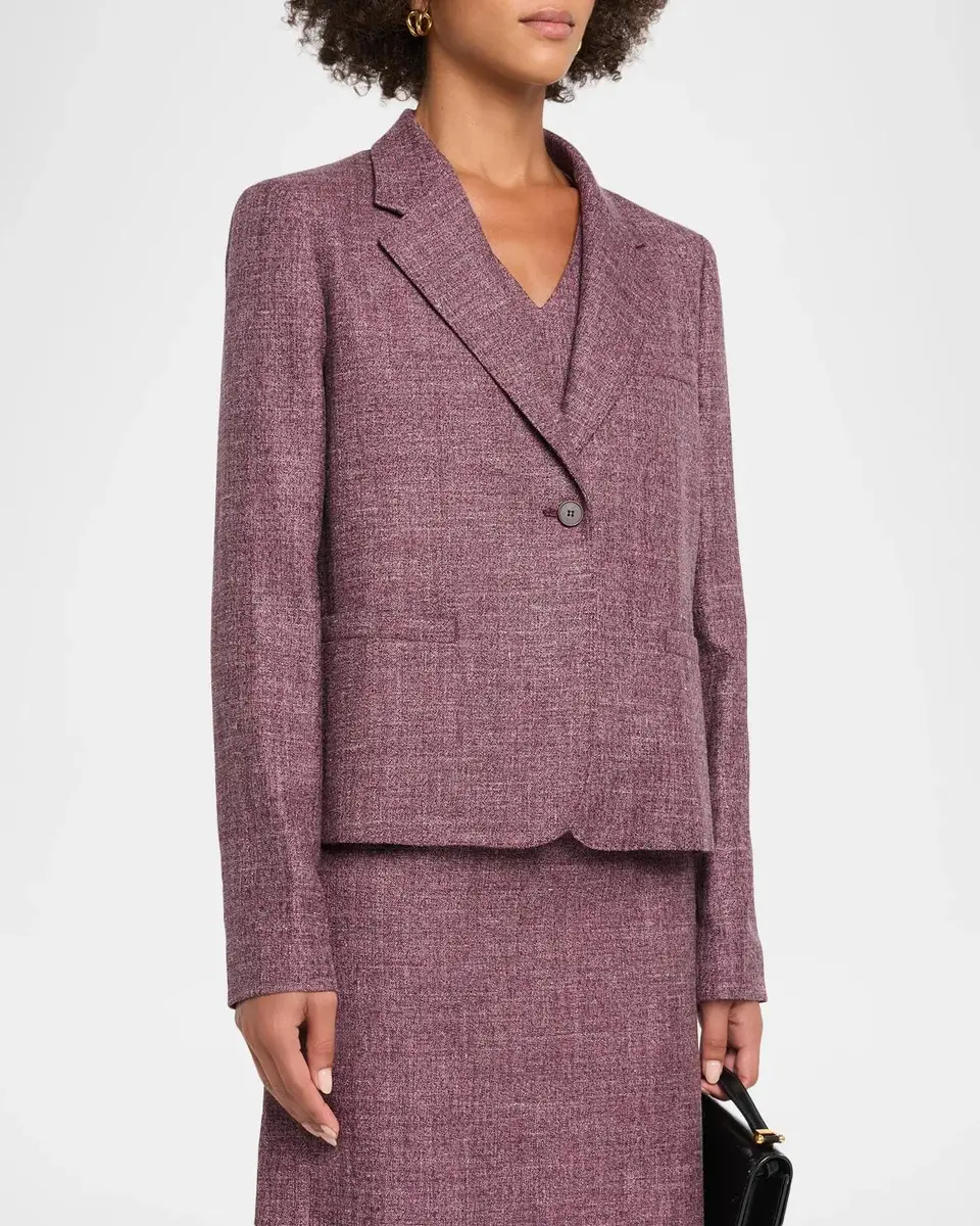 Lafayette 148 New York Cropped Wool Mouline Boyfriend Blazer | Thumbnail 4 Lafayette 148 New York Cropped Wool Mouline Boyfriend Blazer | Thumbnail 4