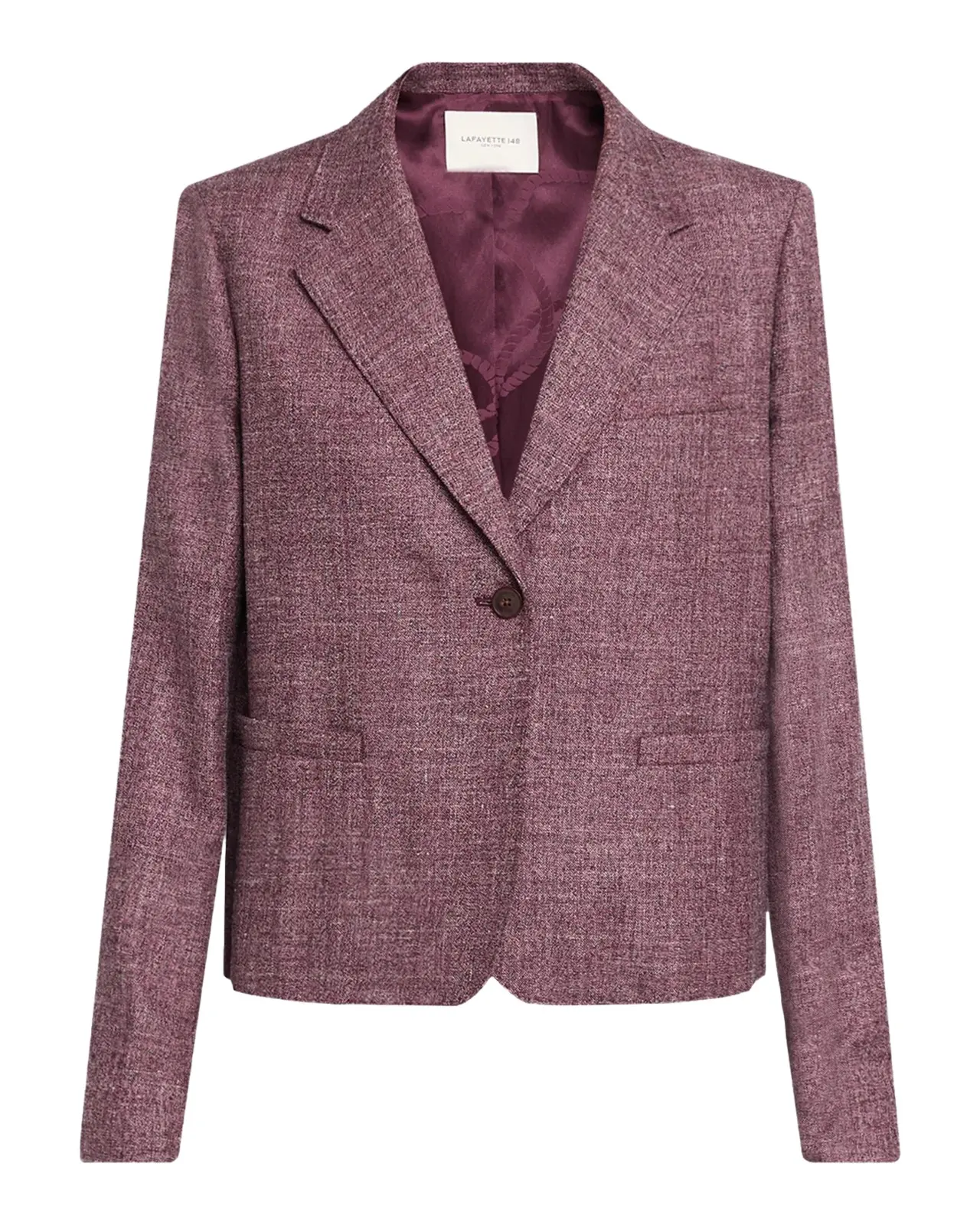 Lafayette 148 New York Cropped Wool Mouline Boyfriend Blazer