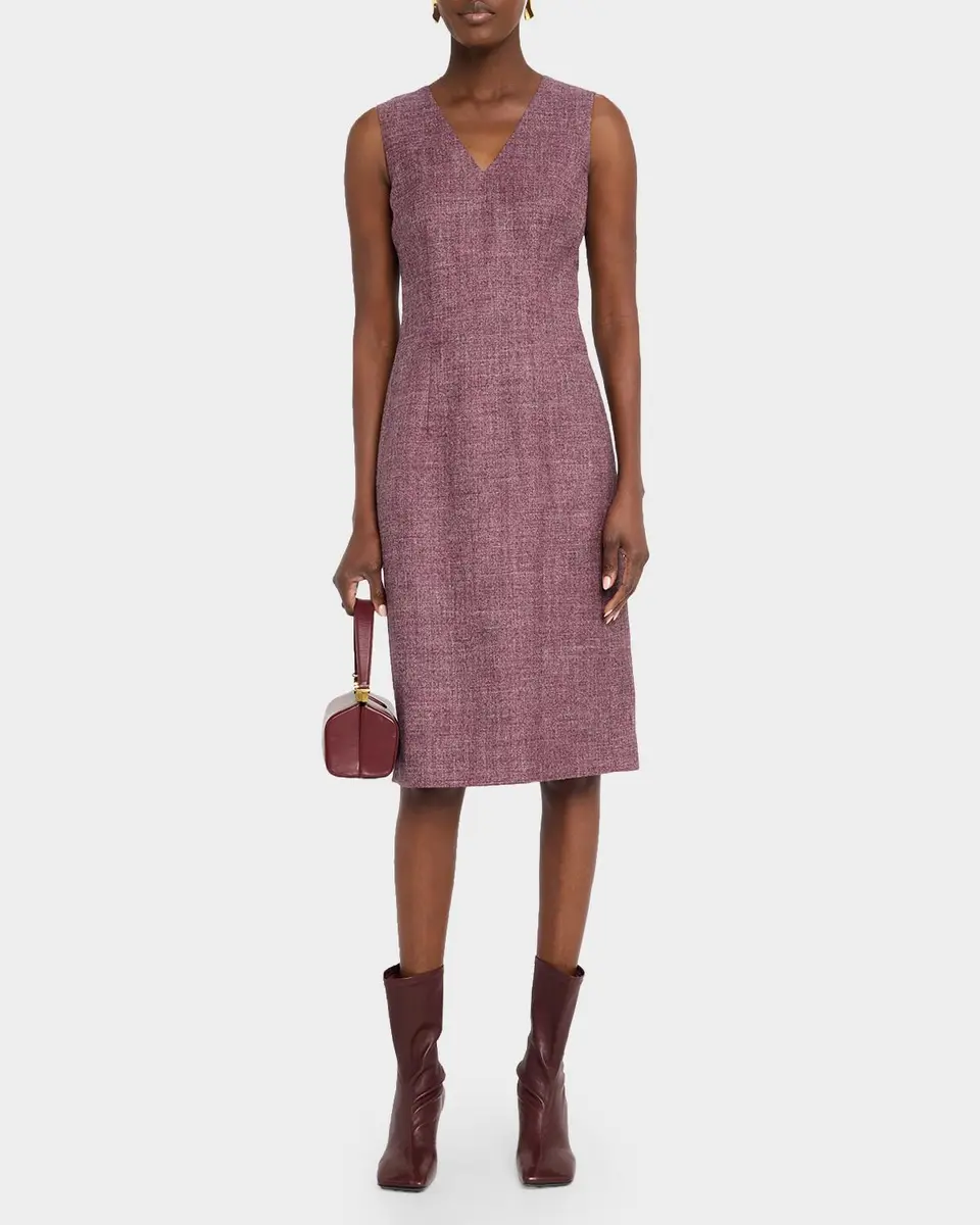 Lafayette 148 New York Sleeveless Wool Mouline Knee-Length Dress | Thumbnail 2 Lafayette 148 New York Sleeveless Wool Mouline Knee-Length Dress | Thumbnail 2