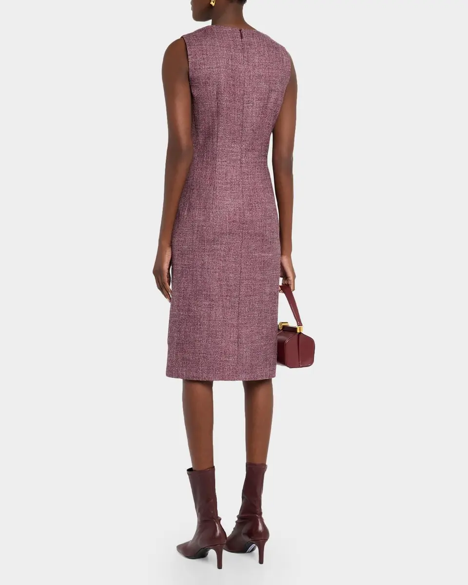 Lafayette 148 New York Sleeveless Wool Mouline Knee-Length Dress | Thumbnail 3 Lafayette 148 New York Sleeveless Wool Mouline Knee-Length Dress | Thumbnail 3