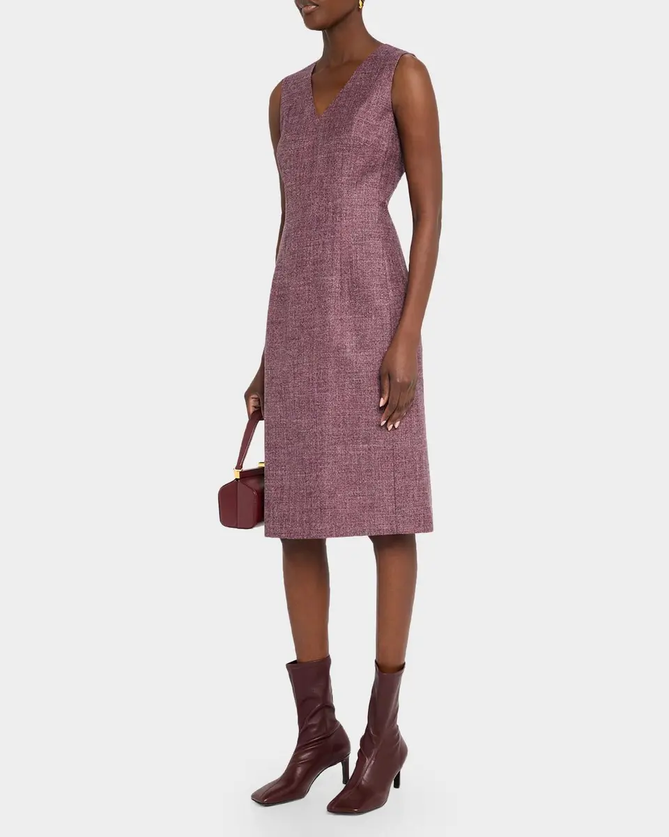 Lafayette 148 New York Sleeveless Wool Mouline Knee-Length Dress | Thumbnail 4 Lafayette 148 New York Sleeveless Wool Mouline Knee-Length Dress | Thumbnail 4