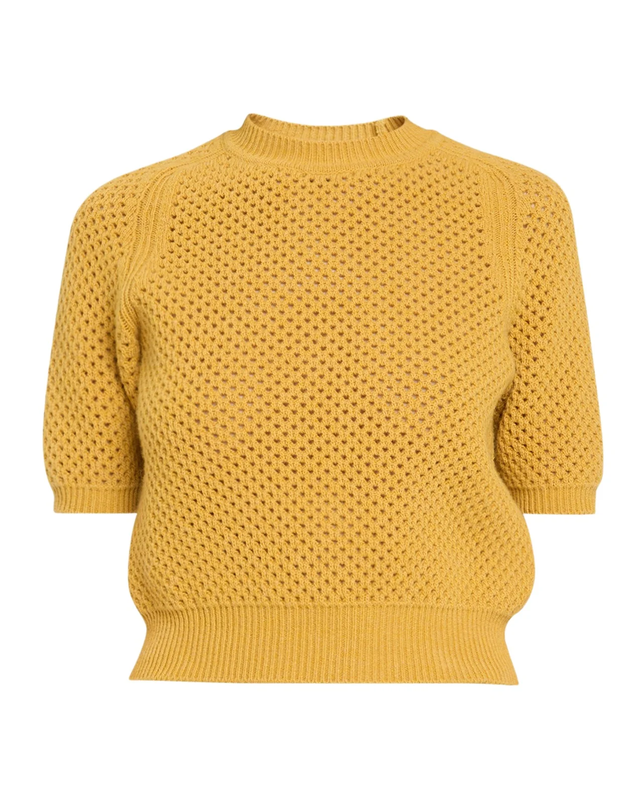 Ulla Johnson Imara Open-Knit Short-Sleeve Merino Wool Sweater