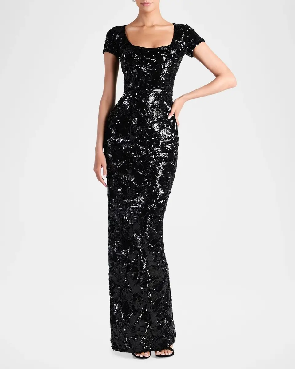 HELSI Danny Floral Sequin Column Gown | Thumbnail 2 HELSI Danny Floral Sequin Column Gown | Thumbnail 2