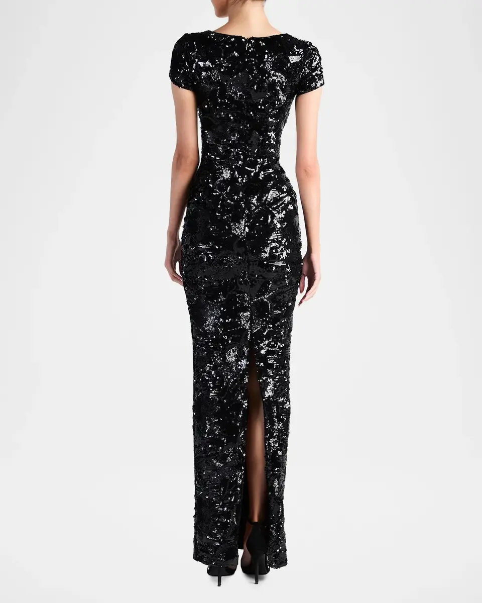 HELSI Danny Floral Sequin Column Gown | Thumbnail 3 HELSI Danny Floral Sequin Column Gown | Thumbnail 3